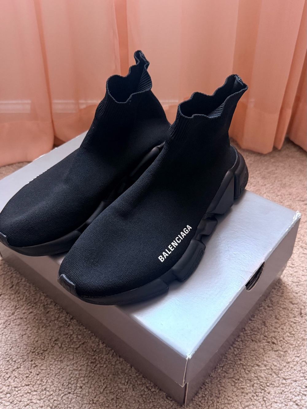 Balenciaga Black Sock-Style Speed Trainer Sneakers